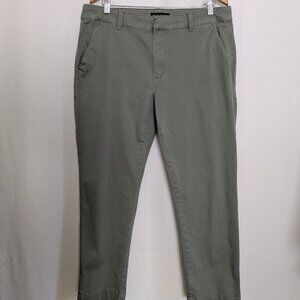 Banana Republic Womens Khaki Green Chino Pants Stretch Mid Rise Size 14